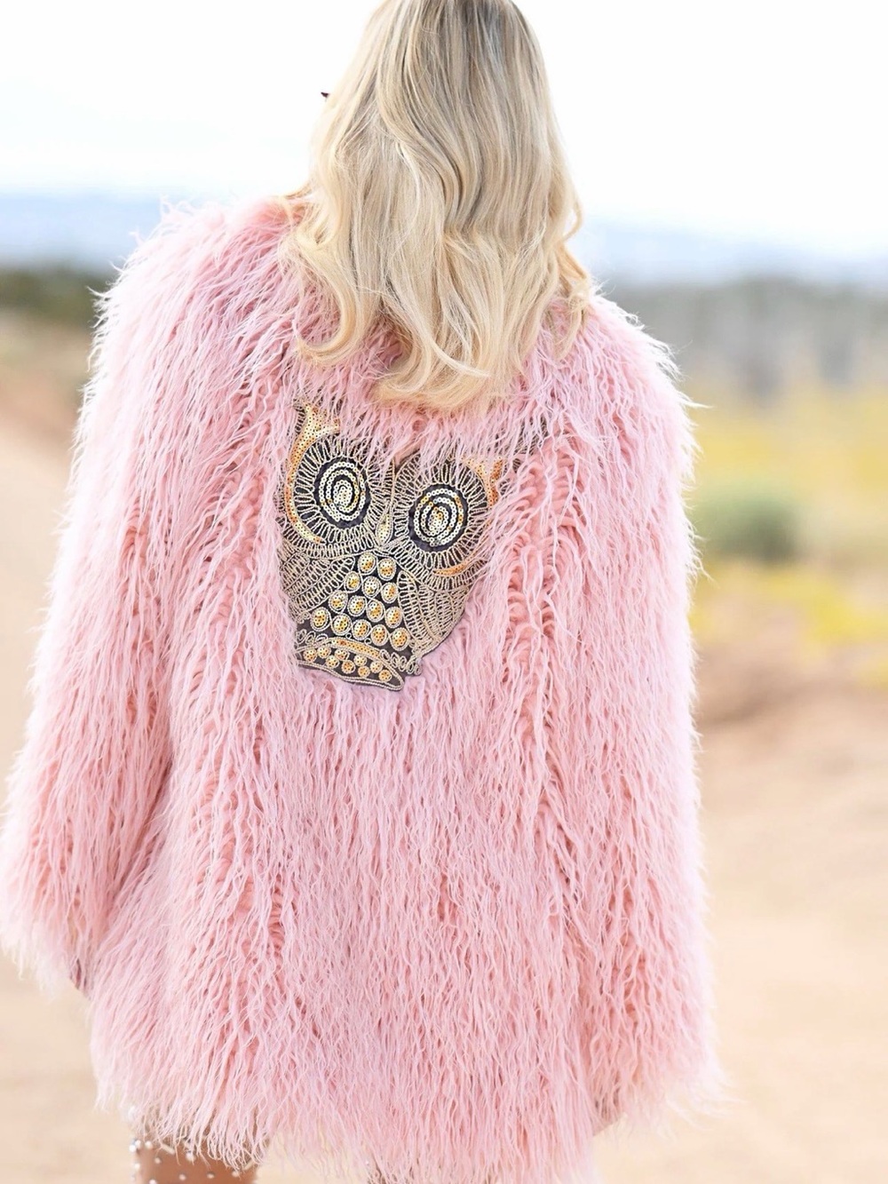 Born in Stockholm Pink Faux-Fur Owl Coat - Picture 2 of 6